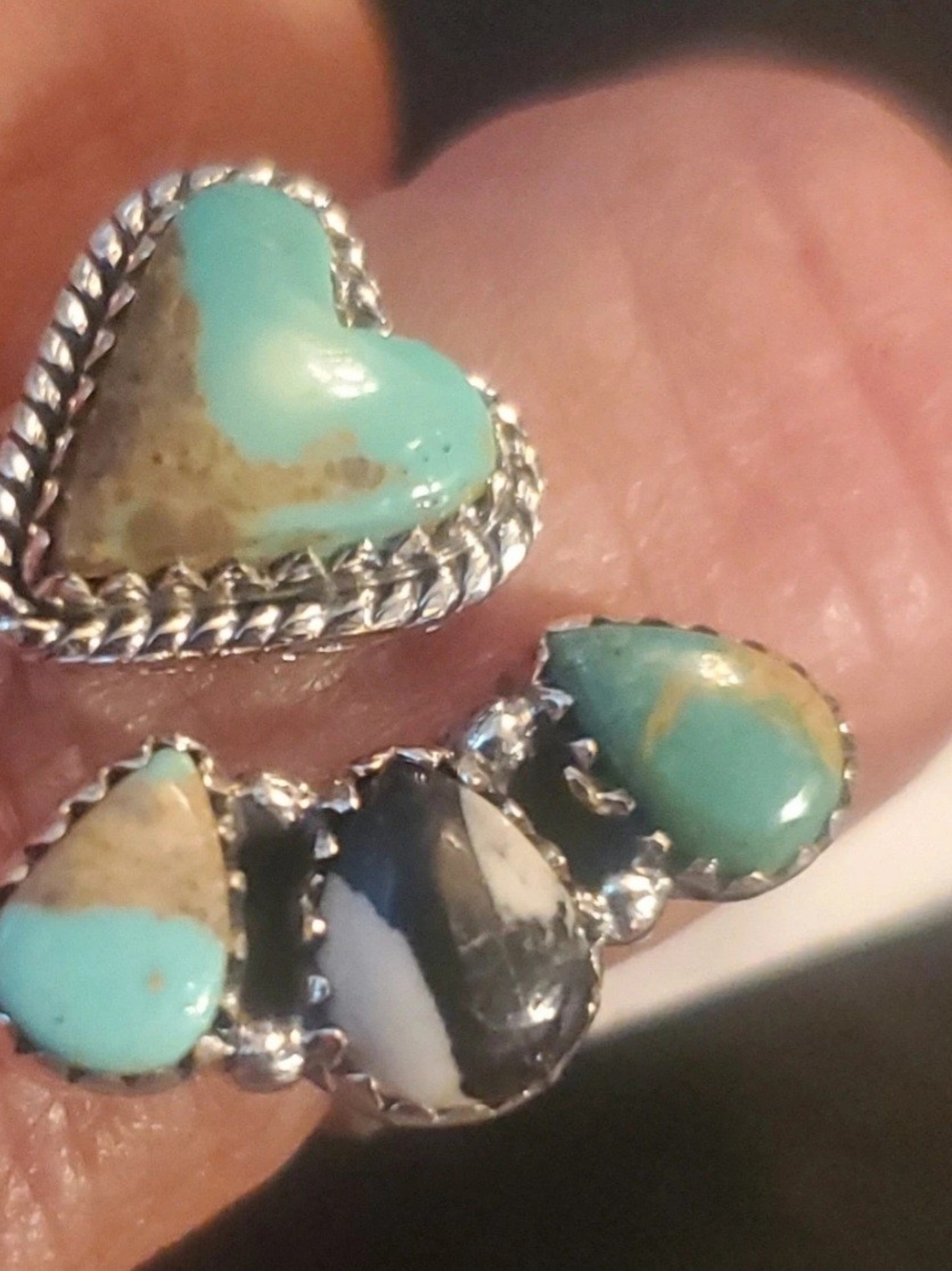Sterling Silver Cripple Creek & White Buffelo Adjustable Ring